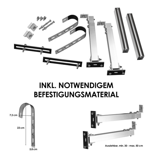VALE Solarmodul-Halterung, für Geländer (rund), für 2 Module, Aluminium, silberfarben Bild 3