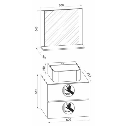 VCM Waschplatz-Set »Lendas«, 3-tlg., 60 cm, braun