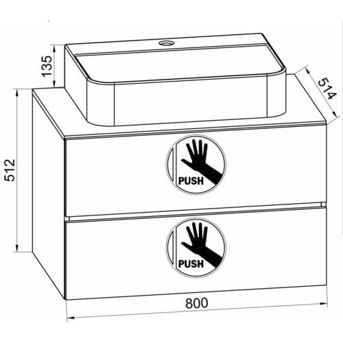 VCM Waschplatz-Set »Lendas«, 2-tlg., 80 cm, anthrazit - grau