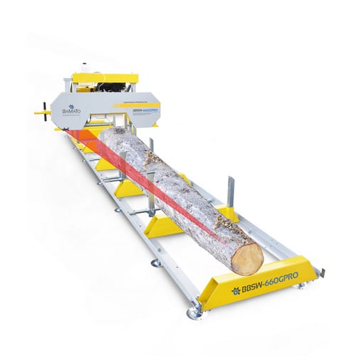 BAMATO Bandsäge »BBSW-660GPRO«, 6,6 kW, Benzinmotor, geeignet für Holz - gelb