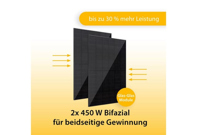 VALE Solarmodul_Einsteigerset, 2er-Set, Full Black, Bifazial, je 450 Wp - schwarz