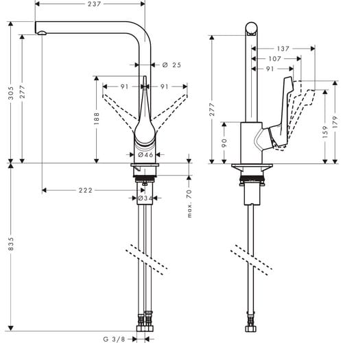 HANSGROHE Armatur »Cento«, Einhebel-Küchenmischer L, 1jet - grau