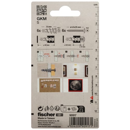 FISCHER Gipskartondübel »GKM«, 8 mm x 31 mm, inkl. Schrauben - silberfarben