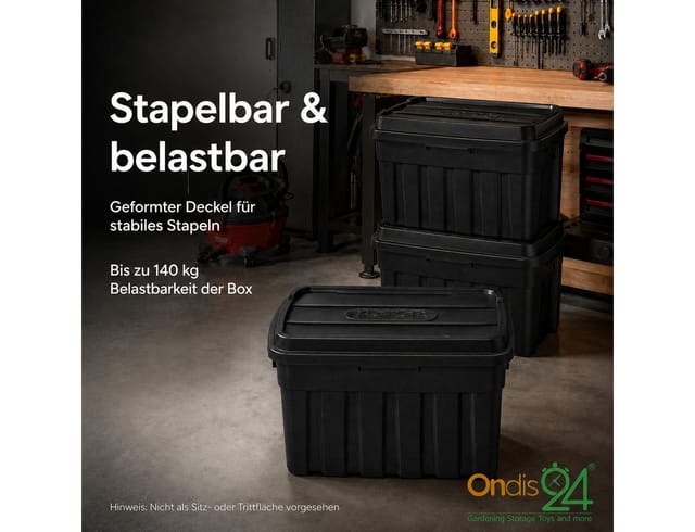 Ondis24 Aufbewahrungsbox »Tuffpacker«, BxHxT: 77 x 47 x 52 cm, 140 Liter, schwarz