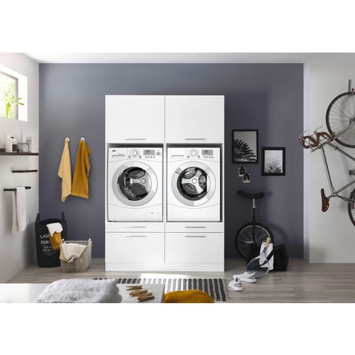 RESPEKTA Waschmaschinenschrank »Clara«, HWRSET7, BxHxT: 134,8 x 200 x 67,6 cm, weiß matt - weiss