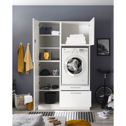 RESPEKTA Waschmaschinenschrank »Clara«, HWRSET9, BxHxT: 117,4 x 200 x 67,6 cm, weiß matt - weiss