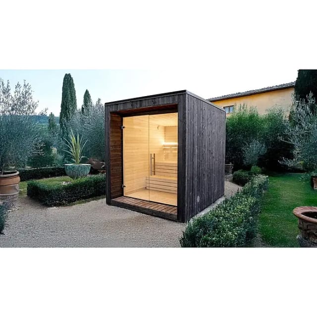 Saunahaus »Luua Cube«, ThermoWood - schwarz