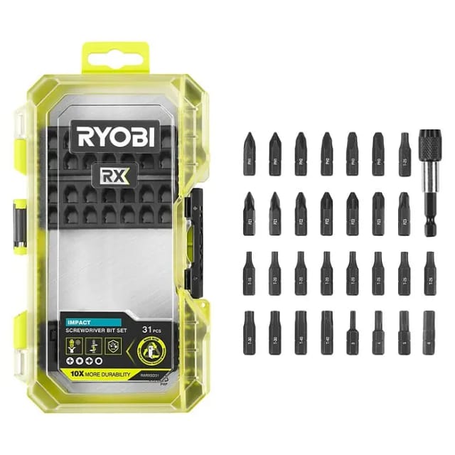 Ryobi Bit-Set, RARXSD31 31-teilig, "Schlagfeste Bits" - gruen