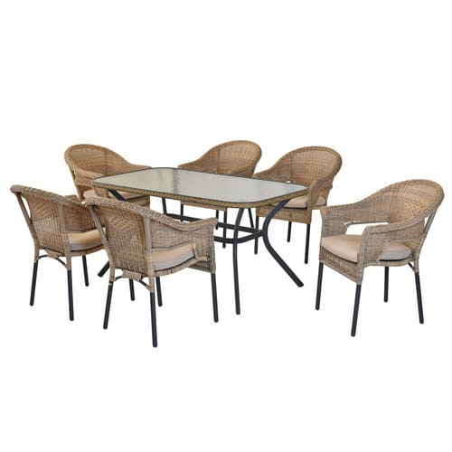 MERXX Gartenmöbel-Diningset »Ravenna«, 7 tlg., 6 Sitzplätze, Aluminium - braun