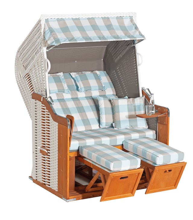 SUNNY SMART Strandkorb »Rustikal 255 Plus«, BxHxT: 125 x 160 x 90 cm, Halblieger, weiß/natur - weiss