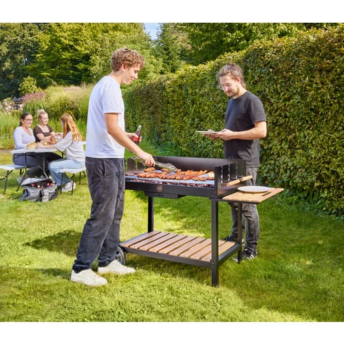 BBQ Hero Holzkohlegrill, Vereinsgrill Grillfläche 99x57,5 Edelstahl - schwarz