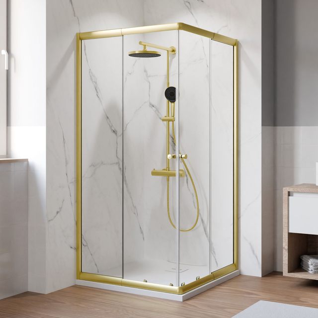 BREUER Duschkabine, »Ektos«, LxBxH: 90x90x180 cm, goldfarben, Klarglas