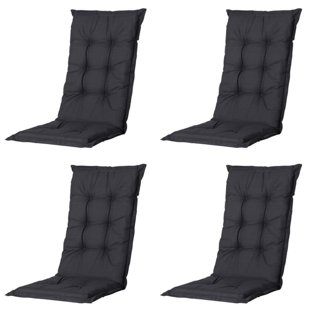 JARDIN Gartenmöbelset »SET Aruba«, 4 x Klappsessel graphit, 4 x Auflage black - grau