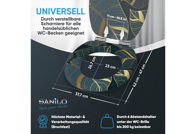 Sanilo WC-Sitz »Monstera«, mit Absenkautomatik Monstera, Dunkelgrün, Oval - gruen