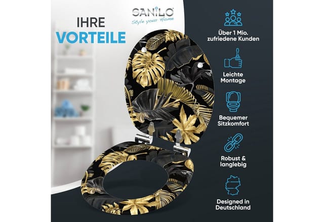 Sanilo WC-Sitz »Golden Leaves«, mit Absenkautomatik Golden Leave, Gold, Oval - goldfarben