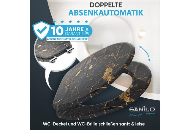 Sanilo WC-Sitz »Shield«, WC Sitz mit Absenkautomatik Shield, Schwarz, Oval