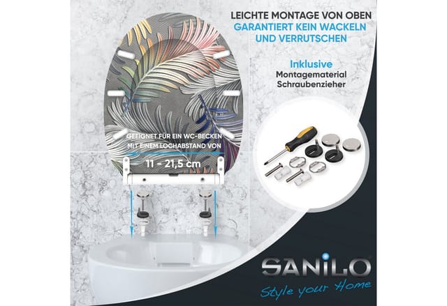 Sanilo WC-Sitz »Farn«, mit Schnellverschluss Farn, Grau, Oval