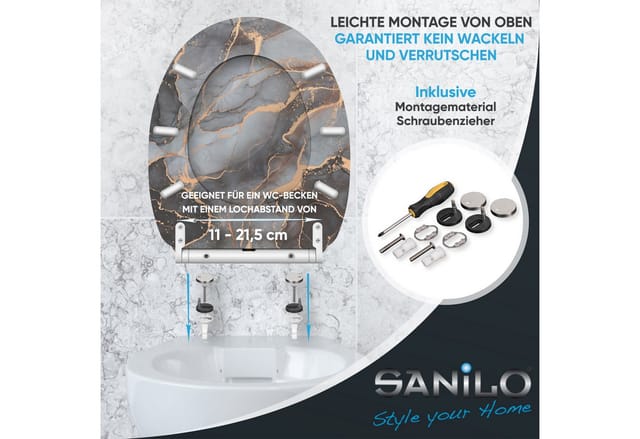 Sanilo WC-Sitz »Marmor Abstrakt«, mit Absenkautomatik Marmor Abstr, Grau, Oval