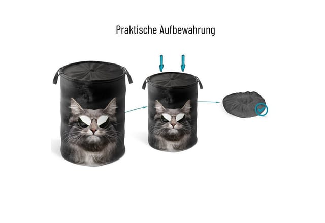 Sanilo Wäschekorb »Cool Cat«, 60L, Schwarz, Rund