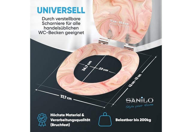 Sanilo WC-Sitz »Marmor Rosa«, mit Absenkautomatik Marmor Rosa, Grau, Oval