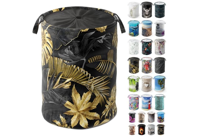 Sanilo Wäschekorb »Golden Leaves«, 60L, Gold, Rund - goldfarben