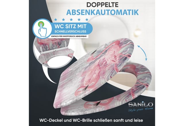 Sanilo WC-Sitz »Flamingo«, mit Absenkautomatik Flamingo 2, Weiss, Oval
