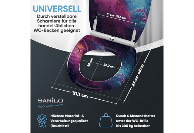 Sanilo WC-Sitz »Lumen«, WC Sitz mit Absenkautomatik Lumen, Lila, Oval