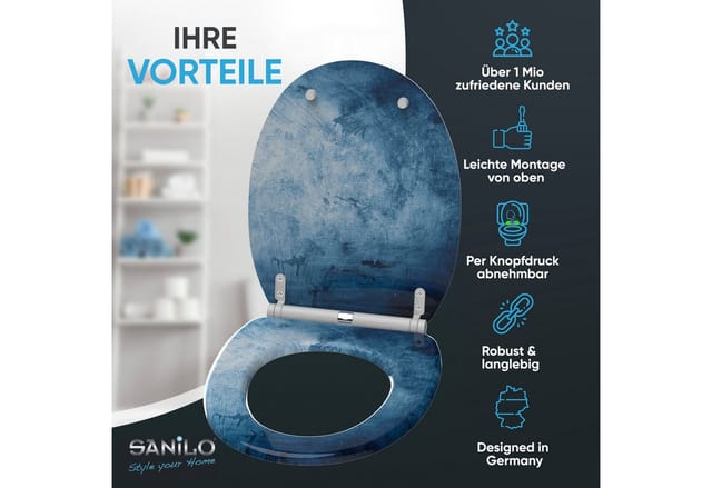 Sanilo WC-Sitz »Solium«, WC Sitz mit Absenkautomatik Solium, Blau, Oval