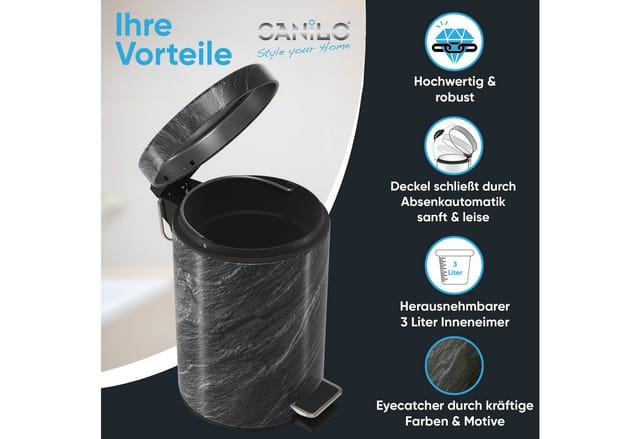 Sanilo Kosmetikeimer »Granit«, 3,0L, Schwarz, Rund