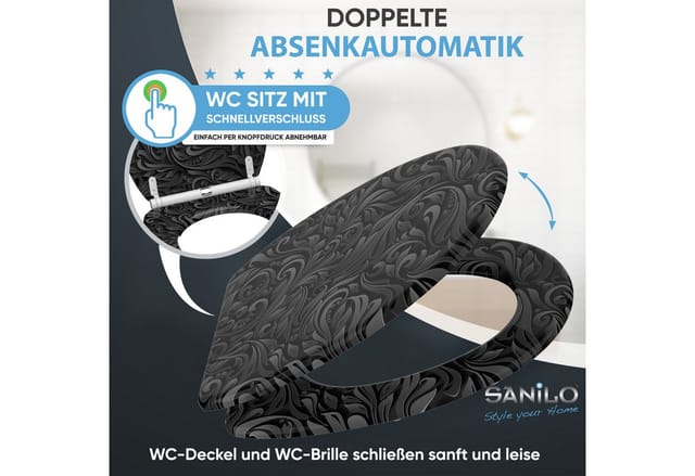 Sanilo WC-Sitz »Floral«, mit Absenkautomatik Floral, Schwarz, Oval