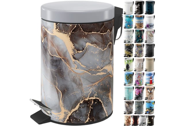 Sanilo Kosmetikeimer »Marmor Abstrakt«, 3,0L, Grau, Rund