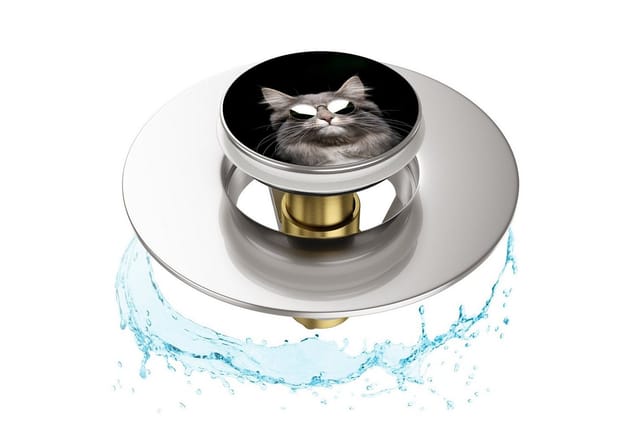 Sanilo Waschbeckenstöpsel »Cool Cat«, 340 mm - 380 mm, Schwarz, Rund