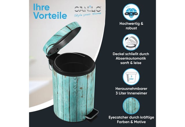 Sanilo Kosmetikeimer »Lumber«, 3,0L, Türkis, Rund - tuerkis