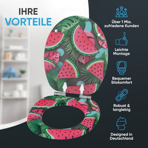 Sanilo WC-Sitz »Melone«, WC Sitz mit Absenkautomatik Melone, Grün, Oval - gruen