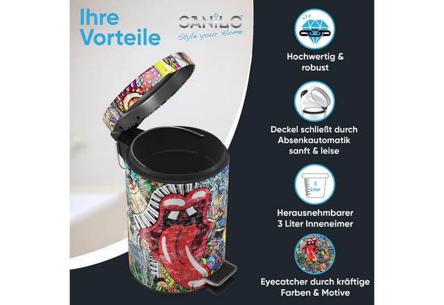 Sanilo Kosmetikeimer »Graffiti«, 3,0L, Rot, Rund