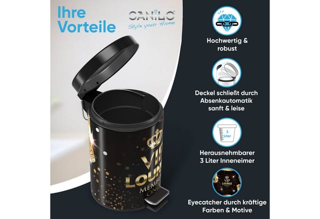 Sanilo Kosmetikeimer »VIP Lounge«, 3,0L, Schwarz, Rund
