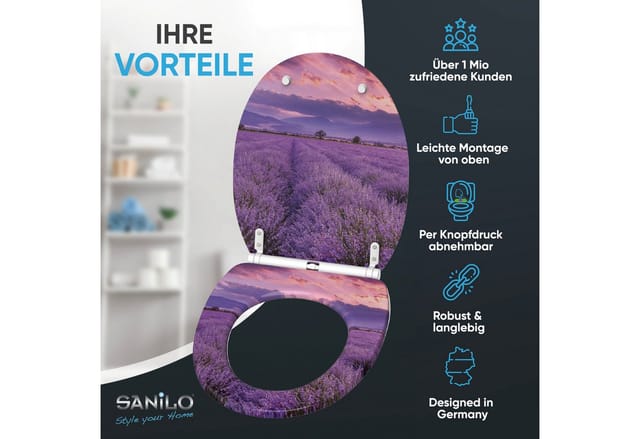 Sanilo WC-Sitz »Lavendel«, mit Schnellverschluss Lavendel, Lila, Oval