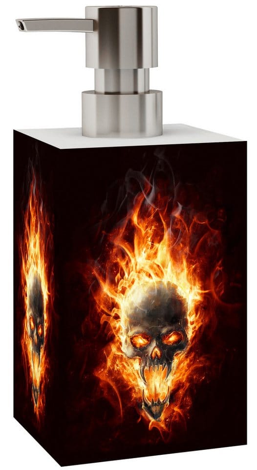 Sanilo Seifenspender »Totenkopf in Flammen«, 165 mm - 70 mm, Braun, Rechteckig