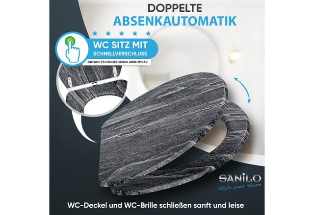 Sanilo WC-Sitz »Schiefer«, mit Schnellverschluss Schiefer, Schwarz, Oval