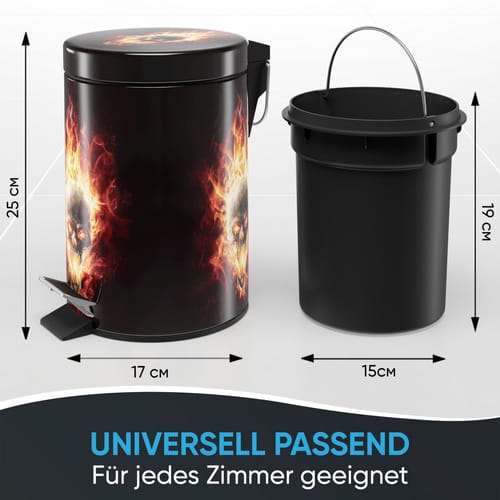 Sanilo Kosmetikeimer »Totenkopf in Flammen«, 3,0L, Braun, Rund