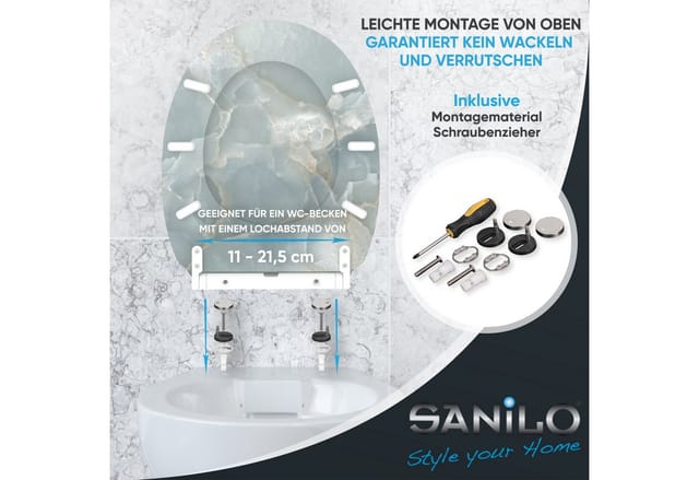Sanilo WC-Sitz »Marmor Italia«, mit Schnellverschluss Marmor It, Grau, Oval