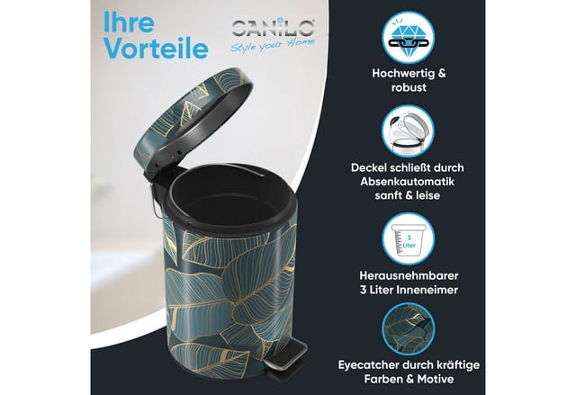 Sanilo Kosmetikeimer »Monstera«, 3,0L, Dunkelgrün, Rund - gruen