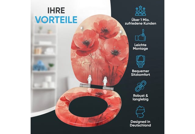 Sanilo WC-Sitz »Poppy«, mit Absenkautomatik Poppy, Rot, Oval