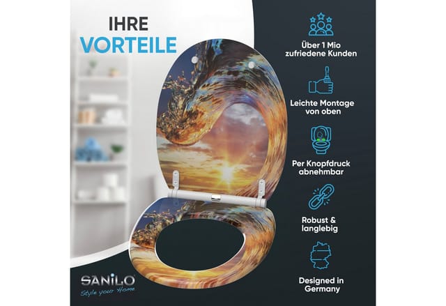 Sanilo WC-Sitz »Wave«, mit Absenkautomatik Wave, Bunt, Oval