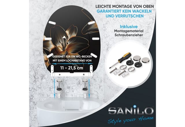 Sanilo WC-Sitz »Aurelia«, mit Schnellverschluss Aurelia, Schwarz, Oval