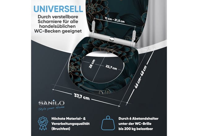 Sanilo WC-Sitz »Dahlien«, mit Absenkautomatik Dahlien, Blau, Oval