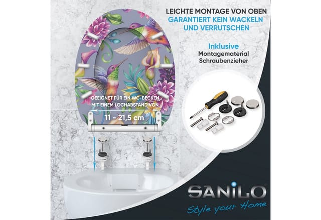 Sanilo WC-Sitz »Kolibri«, mit Absenkautomatik Kolibri, Bunt, Oval