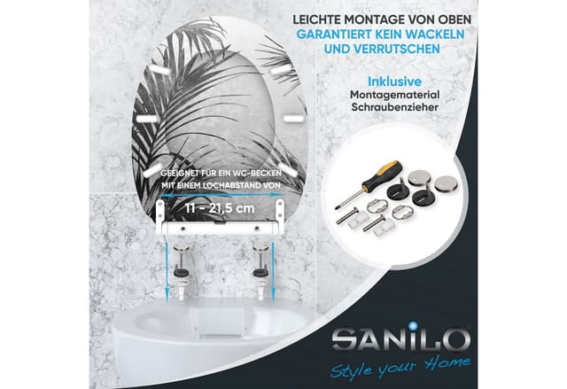 Sanilo WC-Sitz »Palmera«, mit Schnellverschluss Palmera, Grau, Oval