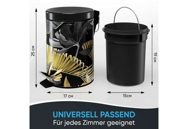 Sanilo Kosmetikeimer »Golden Leaves«, 3,0L, Gold, Rund - goldfarben
