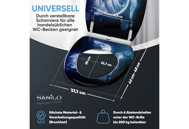 Sanilo WC-Sitz »Glow Turtle«, WC Sitz mit Absenkautomatik Glow Turtle, Blau, Oval